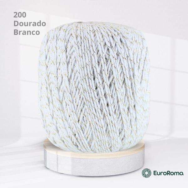 Imagem de Barbante EuroRoma Brilho Branco com Ouro 200 n6 400g