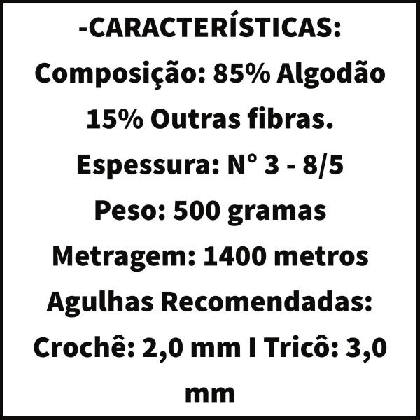 Imagem de Barbante EuroRoma Fio n 3 Especial 500g 1400M para Crochê, Tricô, Roupas, Cropped, Sousplast e Artesanato