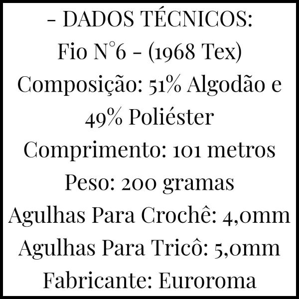 Imagem de Barbante Trento Peludo Fio 6 Euroroma 200 gramas de 101 Metros e 1968 Tex e Composto por 51% Algodão e 49% Poliéster