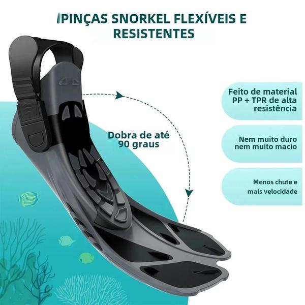 Imagem de Barbatanas de Snorkel de Silicone com Fivela Ajustável - Tamanho para Viagem