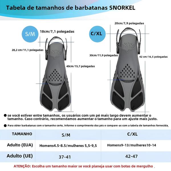 Imagem de Barbatanas de Snorkel de Silicone com Fivela Ajustável - Tamanho para Viagem