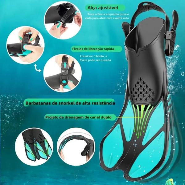 Imagem de Barbatanas de Snorkel de Silicone com Fivela Ajustável - Tamanho para Viagem