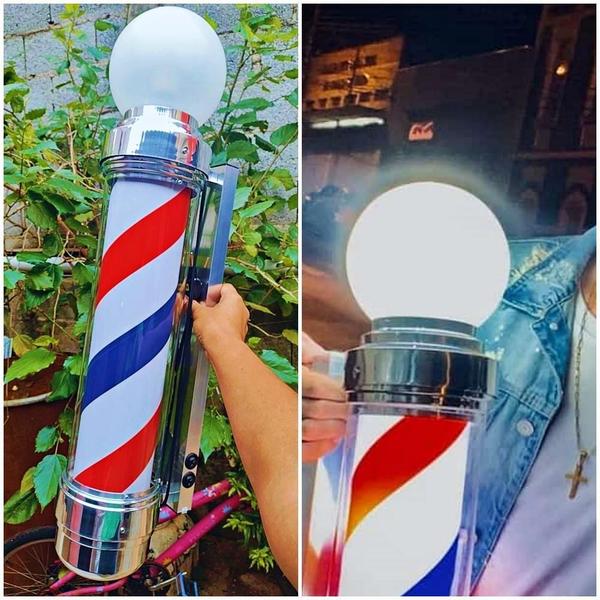 Imagem de Barber Pole Giratório 70Cm Voltagem Bivolt.