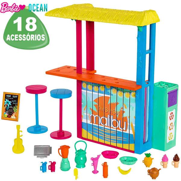 Imagem de Barbie 18 Acessórios para Boneca Barraca de Praia The Ocean Mattel GYG23