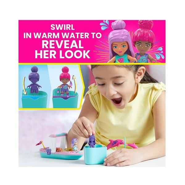 Imagem de Barbie Blocos de Montar Exploração de Golfinhos Color Reveal Mega Construx - 121 Peças