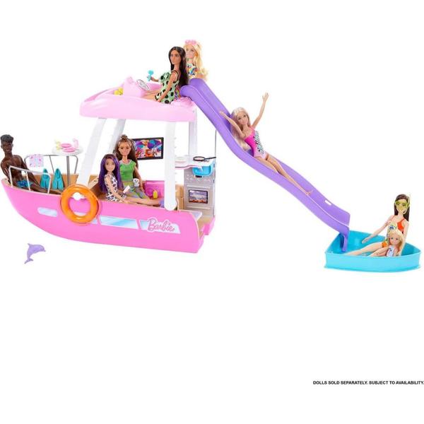 Imagem de Barbie Boat com piscina e escorrega, Dream Boat Playset, diversão aquática