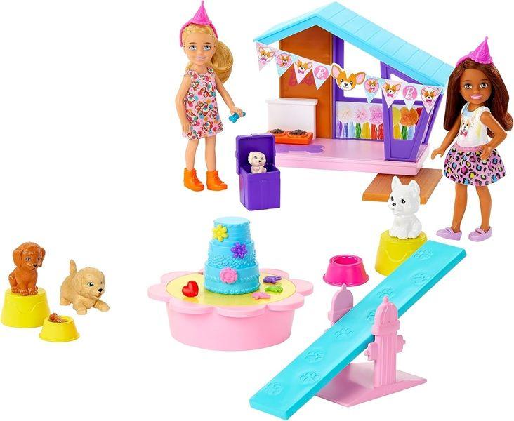 Imagem de Barbie Chelsea Playset Festa Dos Cachorrinhos Com 2 Bonecas e 15 Acessórios  Casa da Barbie - Mattel  HJY88