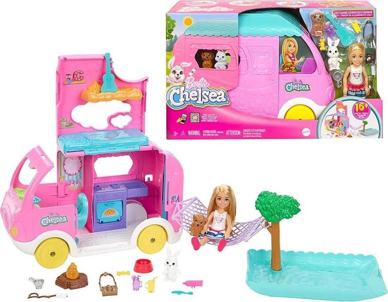 Imagem de Barbie Chelsea Trailler De Acampamento 2 Em 1 Mattel Hnh90