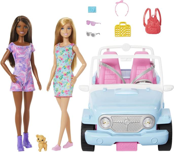 Imagem de Barbie Com Veiculo Jeep Azul/rosa E 2 Bonecas - Mattel Hrg82