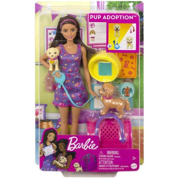 Imagem de Barbie Conjunto Adota Cachorrinhos Morena Com Pet - Mattel Hkd86