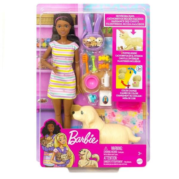 Imagem de Barbie Conjunto Cachorrinhos Recém-Nascidos Negra - Mattel