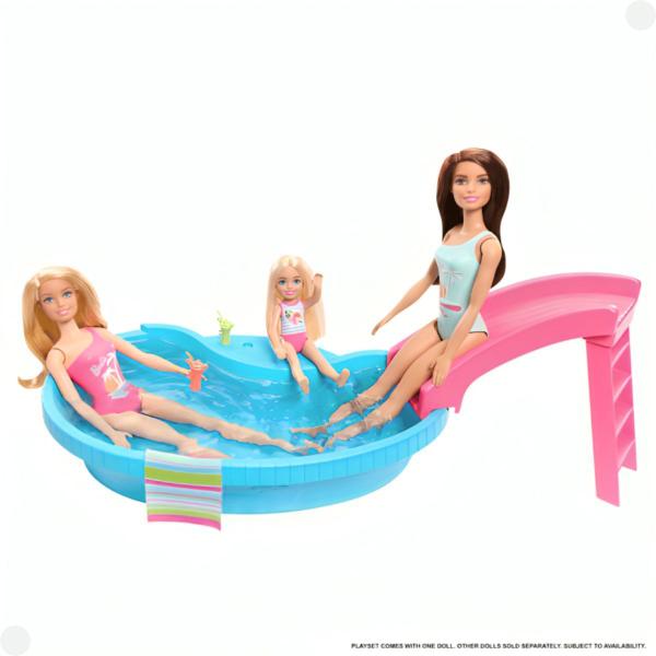 Imagem de Barbie Conjunto de Brinquedo Piscina Glam e Boneca com Maiô Verde e Acessórios HRJ75 - Mattel