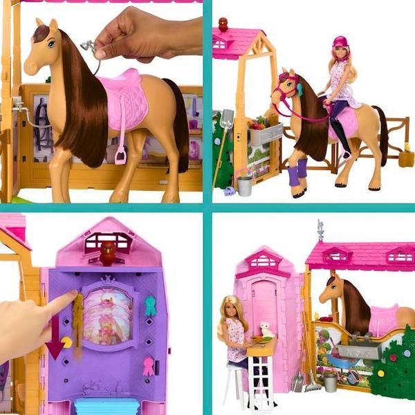 Barbie Diversão No Estábulo De Cavalos Com Boné HXJ44 Mattel Imagem de Barbie Diversão No Estábulo De Cavalos Com Boné HXJ44 Mattel