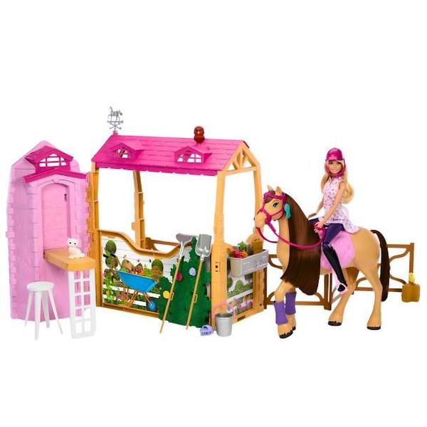 Barbie Diversão No Estábulo De Cavalos Com Boné HXJ44 Mattel Imagem de Barbie Diversão No Estábulo De Cavalos Com Boné HXJ44 Mattel