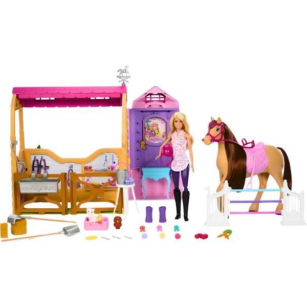 Barbie Diversão No Estábulo De Cavalos Com Boné HXJ44 Mattel Imagem de Barbie Diversão No Estábulo De Cavalos Com Boné HXJ44 Mattel