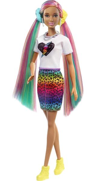 Imagem de Barbie Doll Leopard Rainbow Hair com destaques que mudam de cor