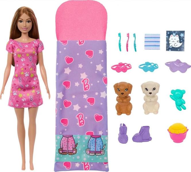 Barbie Festa Do Pijama Com Cachorrinho - Mattel HXN01 Imagem de Barbie Festa Do Pijama Com Cachorrinho - Mattel HXN01