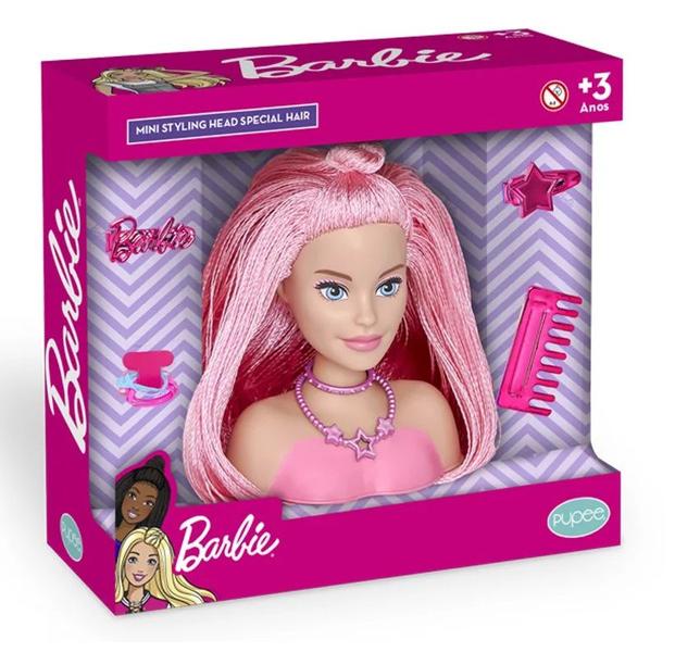 Imagem de Barbie Mini Busto Styling Head Special Hair Rosa - Pupee