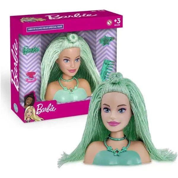 Imagem de Barbie Mini Busto STYLING Head Special Hair Verde Claro Pupee