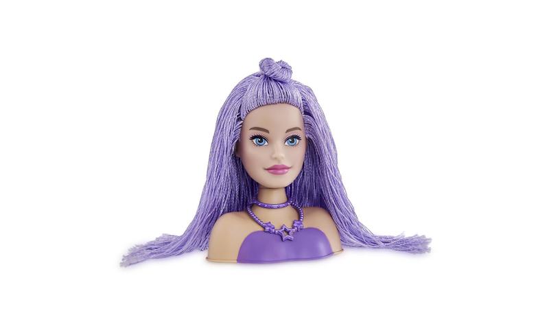 Imagem de Barbie Mini Styling Head Special Hair Lilás Cabelo De Tricô