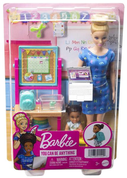 Imagem de Barbie Professora Boneca (Loira), Boneca Infantil (Morena), Flip Board, Laptop, Mochila, Mesa de Criança, Tartaruga de Estimação, Grande Presente para Idades 3 Anos de Idade & Up