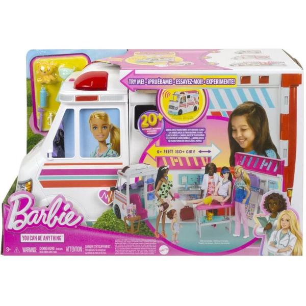 Barbie Profissoes Ambulância de Cuidados Médicos - Mattel Imagem de Barbie Profissoes Ambulância de Cuidados Médicos