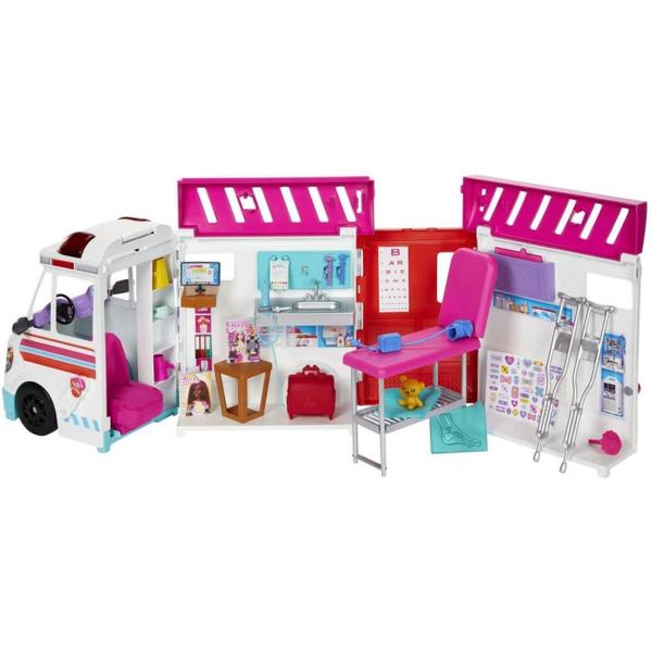 Barbie Profissoes Ambulância de Cuidados Médicos - Mattel Imagem de Barbie Profissoes Ambulância de Cuidados Médicos