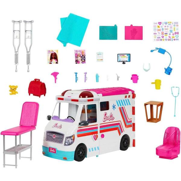 Barbie Profissoes Ambulância de Cuidados Médicos - Mattel Imagem de Barbie Profissoes Ambulância de Cuidados Médicos