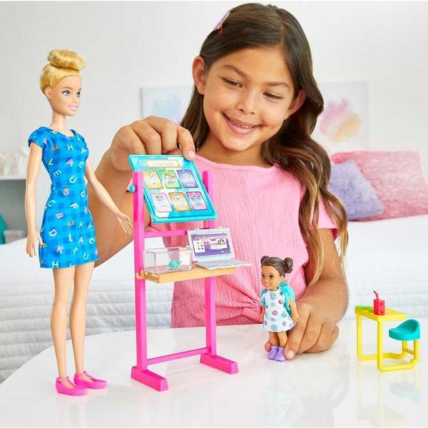 Imagem de Barbie Profissões Professora Loira Com Aluna - Mattel Hcn19