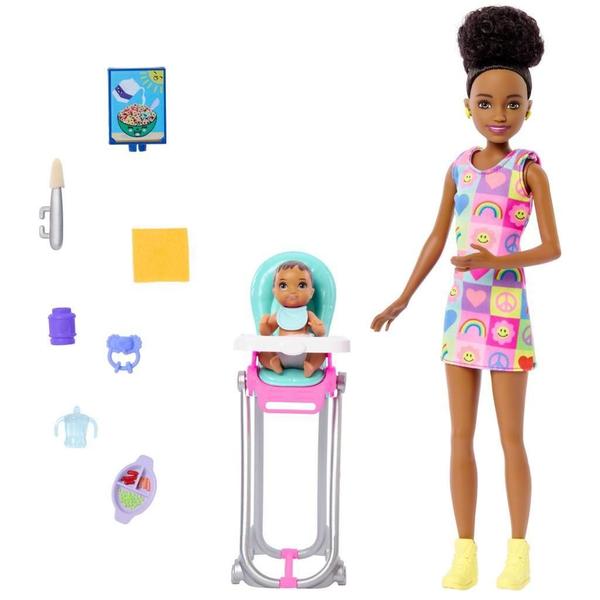 Imagem de Barbie Skipper com Bebê na Cadeira Vestido Arco-íris - Mattel