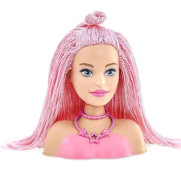 Imagem de Barbie Styling Hair Cabelo Rosa Tricotado com 6 Acessórios Original Mattel