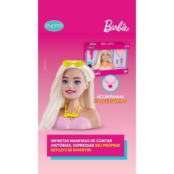 Imagem de Barbie Styling Head Sparkle Acessórios Penteados com um lindo cabelo e vários acessórios