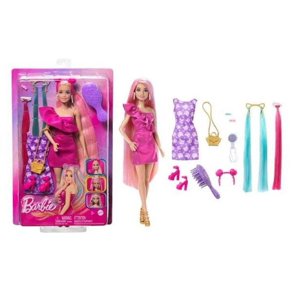 Imagem de Barbie Totally Hair Vestido Rosa e Cabelo Neon - Mattel