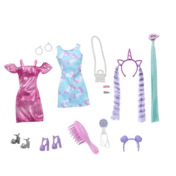 Imagem de Barbie Totally Hair Vestido Roxo e Cabelo Neon - Mattel