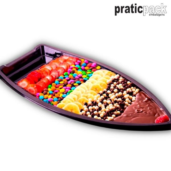 Imagem de Barca Big Boat com Tampa para Delivery Sushi Lanches Açaí Praticpack  - 1Litro  41x21x6,5cm - Unidade