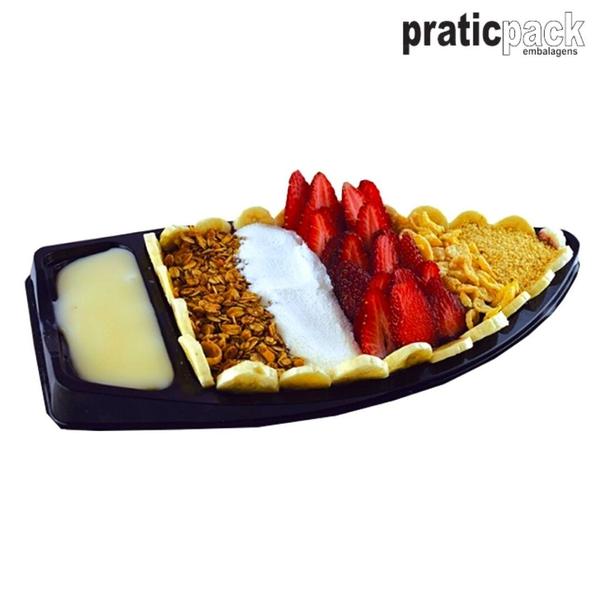 Imagem de Barca Boat com Tampa para Delivery Sushi Combinados Lanches Açaí Praticpack  - 500ml  27x14x4,5cm - Unidade