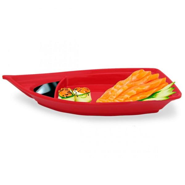 Imagem de Barca para Comida Japonesa 32 Cm em Melamina Vermelho  Unicasa 