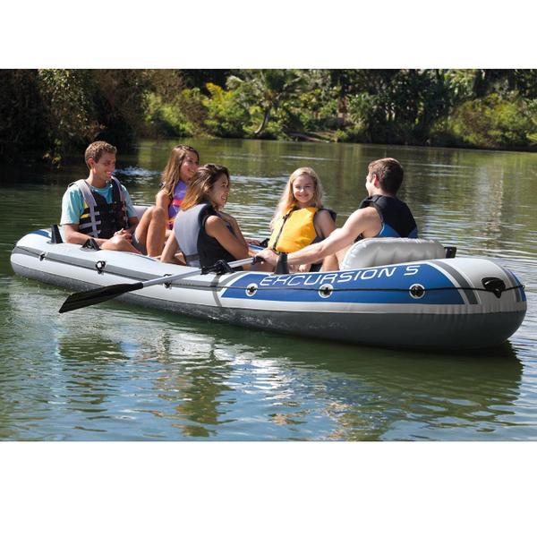 Barco Bote Inflável Excursion 5 - Intex Remos E Bomba Imagem de Barco Bote Inflável Excursion 5 - Intex Remos E Bomba