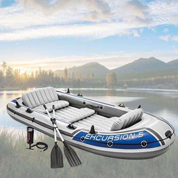 Barco Bote Inflável Excursion 5 - Intex Remos E Bomba Imagem de Barco Bote Inflável Excursion 5 - Intex Remos E Bomba