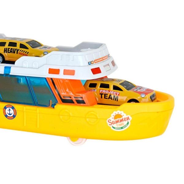 Imagem de Barco Guarda Costeira Á Fricção Com Som e Luz 3 Carrinhos - DM TOYS