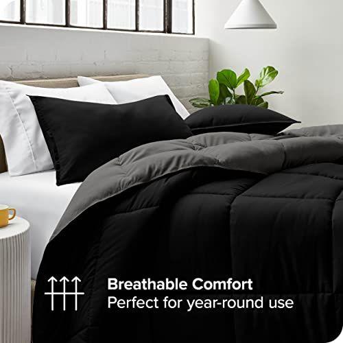 Imagem de Bare Home Oversized Queen Comforter - Cores Reversíveis - Goose Down Alternative - Ultra-Soft - Premium 1800 Series - All Season Warmth - Edredom de Roupa de Cama (Rainha Oversize, Preto/Cinza)