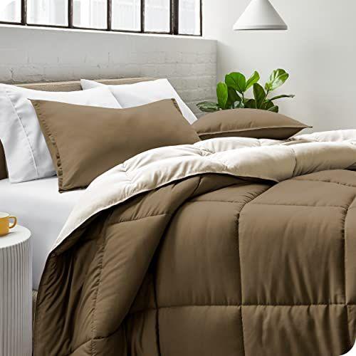 Imagem de Bare Home Queen Comforter - Cores Reversíveis - Goose Down Alternative - Ultra-Soft - Premium 1800 Series - All Season Warmth - Bedding Comforter (Queen, Taupe/Sand)