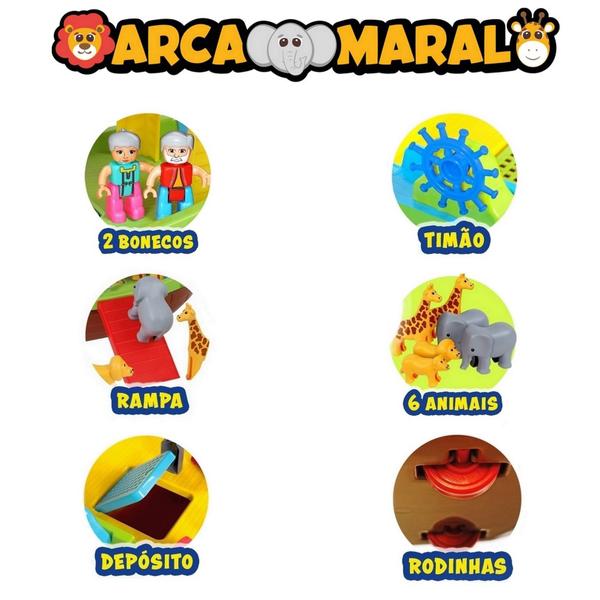 Imagem de Barquinho Arca De Noé Educativo 22 Peças - Maral Brinquedos