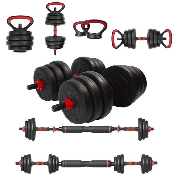 Imagem de Barra Anilha Halter Kettlebell Kit Musculação Completo - 30kg