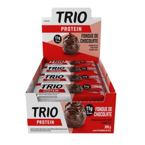 Barra cereal trio proteina fondue de chocolate 12x33g Imagem de Barra cereal trio proteina fondue de chocolate 12x33g