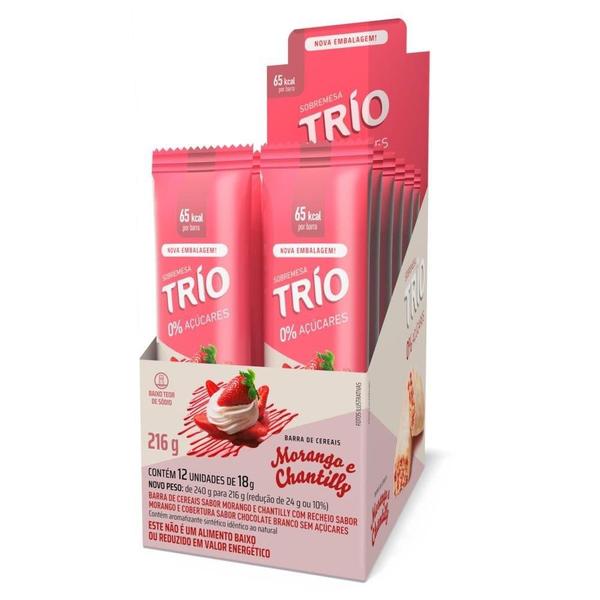Barra Cereal Trio Sobremesa Morango e Chantilly 18g - Embalagem com 12 Unidades Imagem de Barra Cereal Trio Sobremesa Morango e Chantilly 18g - Embalagem com 12 Unidades