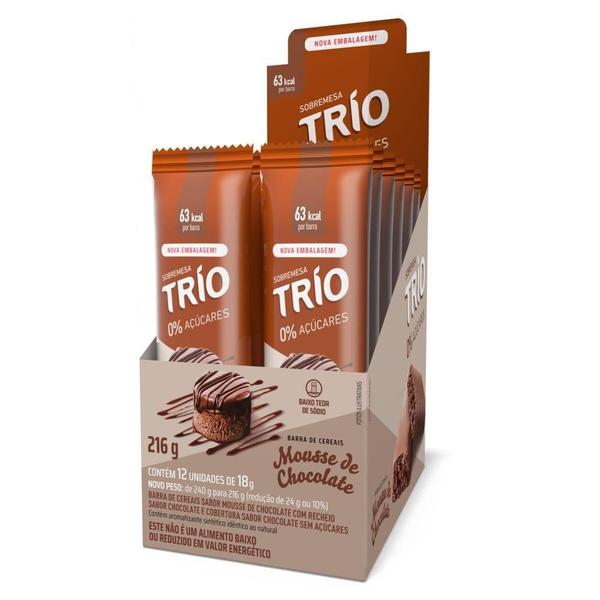 Barra cereal trio sobremesa mousse de chocolate 12x18g Imagem de Barra cereal trio sobremesa mousse de chocolate 12x18g