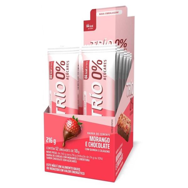 Barra cereal trio zero morango com chocolate 12x18g Imagem de Barra cereal trio zero morango com chocolate 12x18g