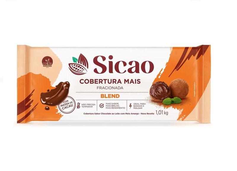 Imagem de Barra Chocolate Blend Cobertura Mais 1,01Kg Sicao- Kit 2 Un