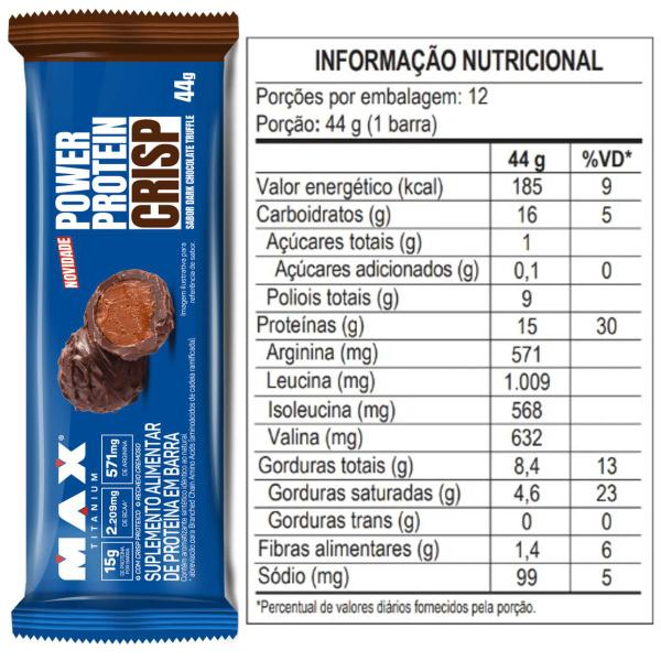 Imagem de Barra Crisp Power protein Max Titanium Deliciosa 44g Cx 12un